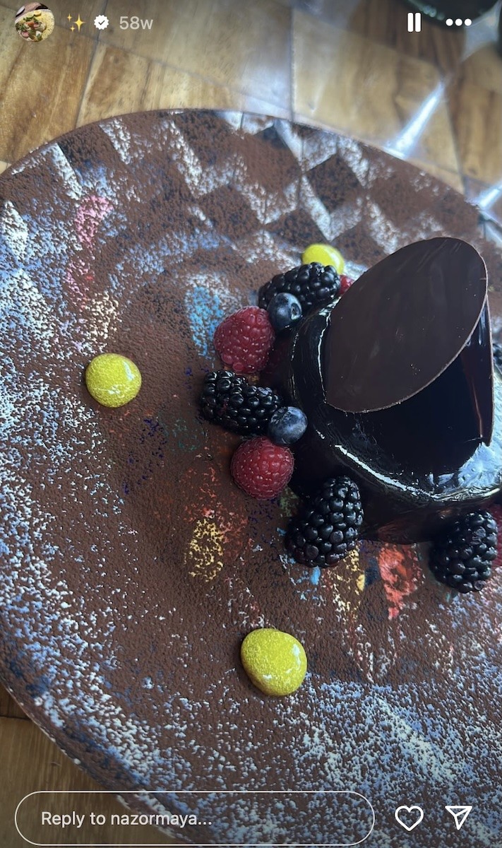 Maya Nazor shares a photo of her desert that includes blackberries.