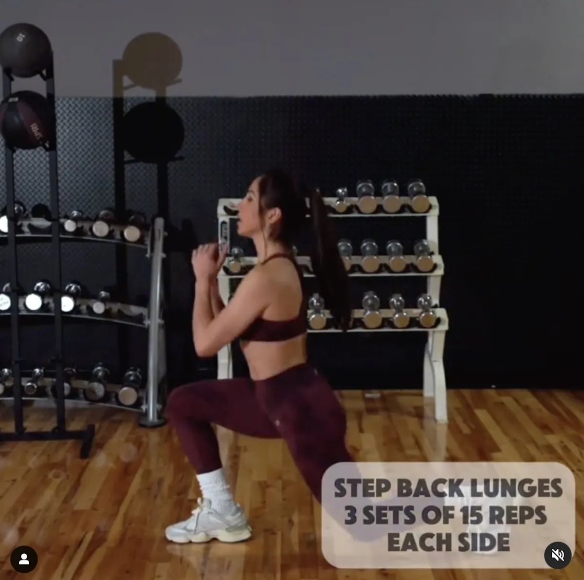 Angelica Teixeira does step back lunges.