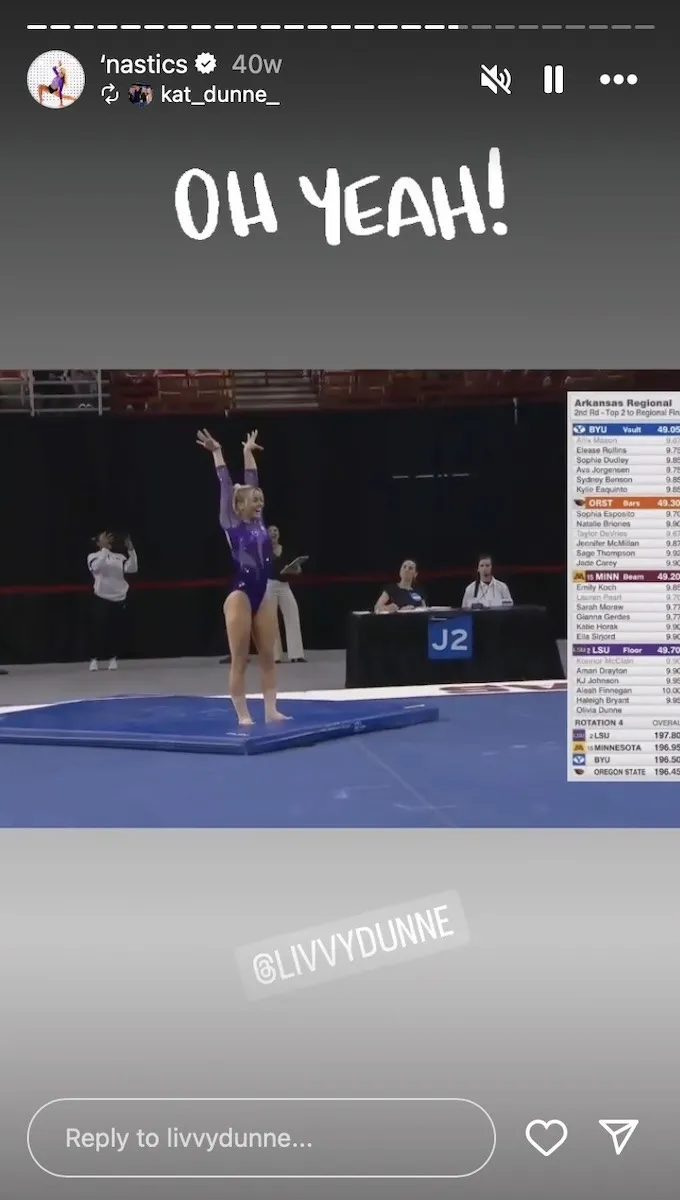 Livvy Dunne during a gymnastics competition.