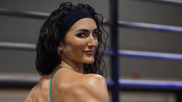 Hayley Madigan in Two-Piece Workout Gear Says "Never Stop"
