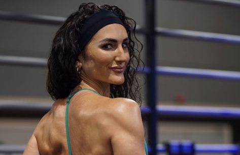 Hayley Madigan in Two-Piece Workout Gear Says "Never Stop"