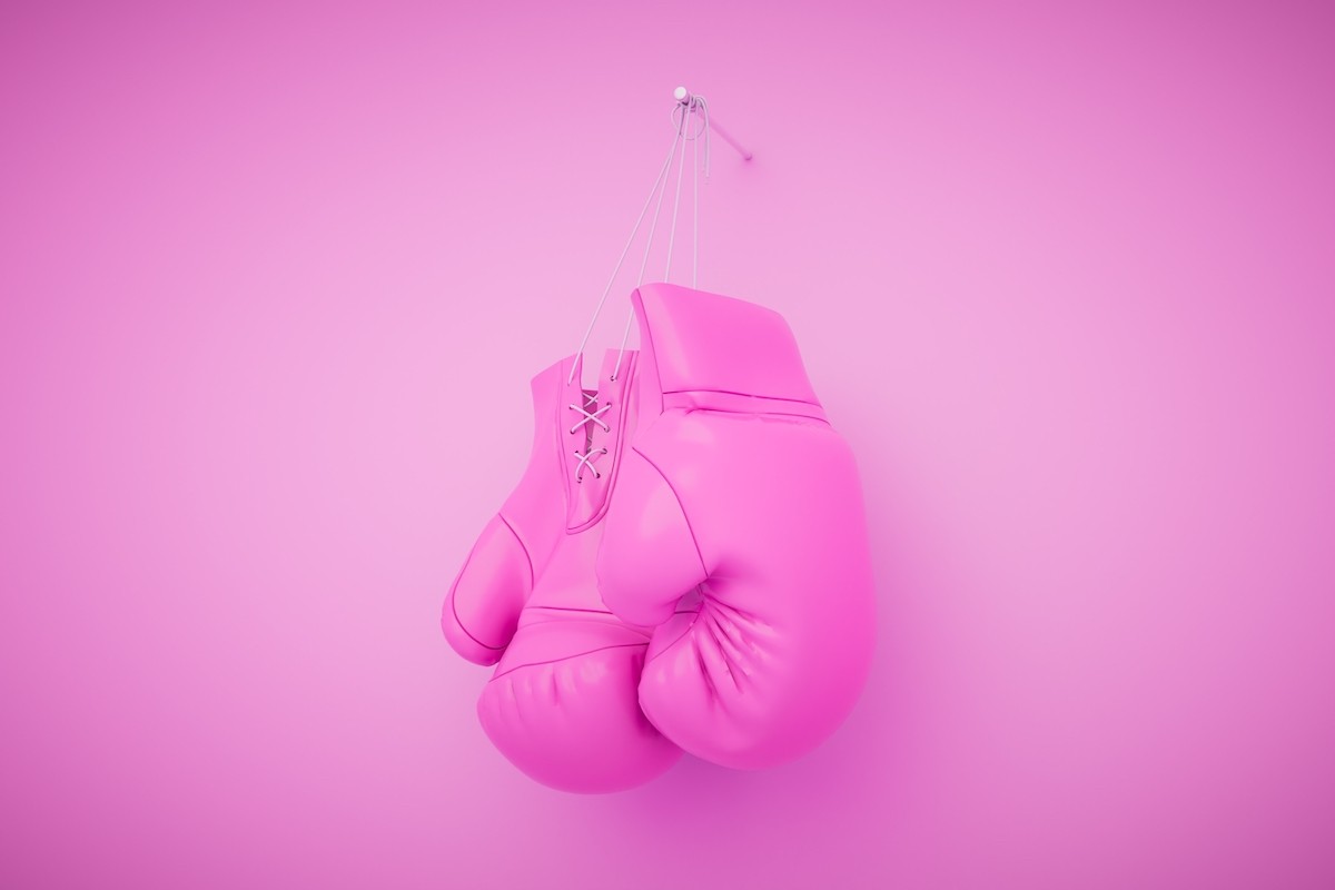 Hanging,Pink,Womans,Boxing,Gloves,Isolated,On,Pastel,Background.,3d