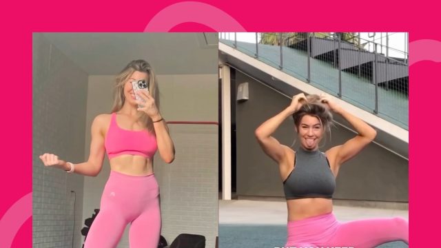 split image of fitness trainer Anna Victoria working out
