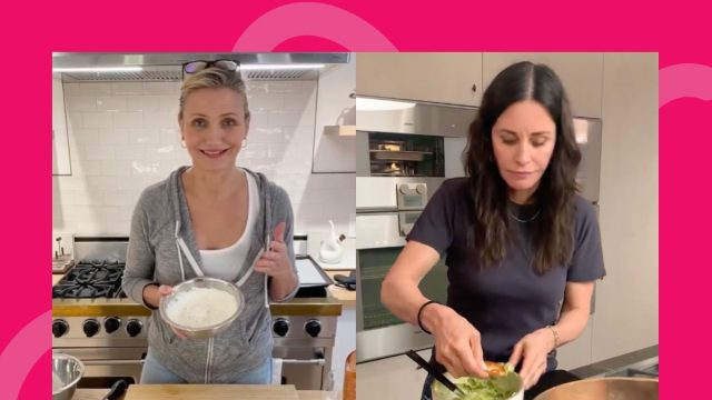 split image of Cameron Diaz and Courtney Cox