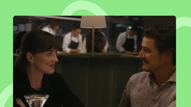 Materialists scene with Dakota Johnson and Pedro Pascal's characters on a date