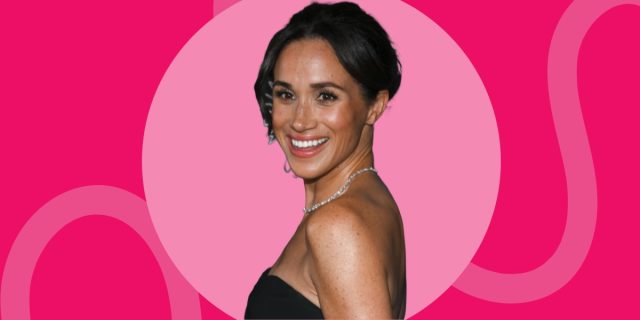 Meghan Markle on pink backdrop design