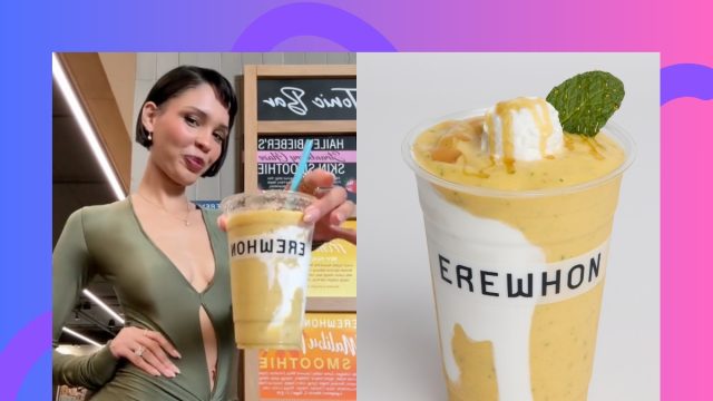 Nara Smith Erewhon smoothie split-image