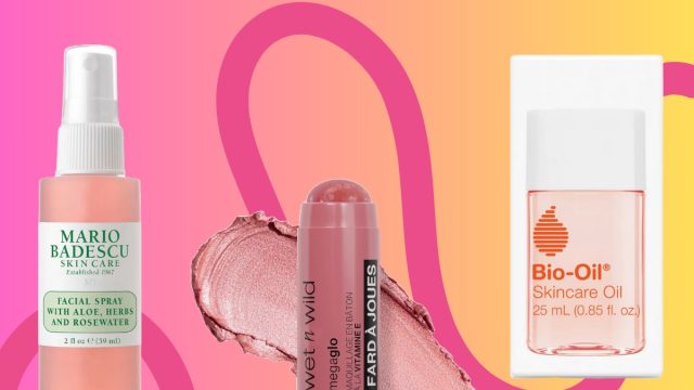 collage of celebrity-approved beauty products