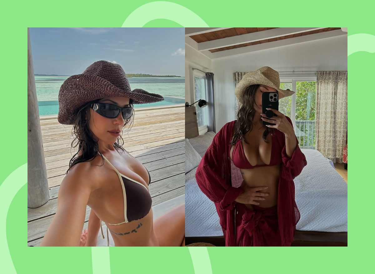 Devin Brugman split image bikini photos