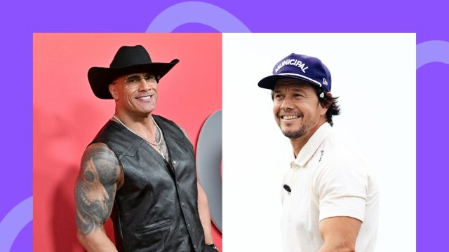 split image of Dwayne The Rock Johnson and Mark Wahlberg