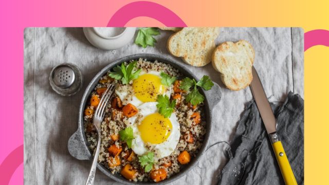 quinoa egg bowl with sweet potatoes