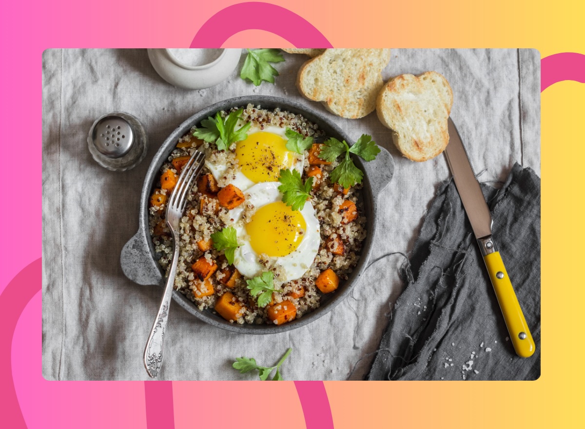 quinoa egg bowl with sweet potatoes