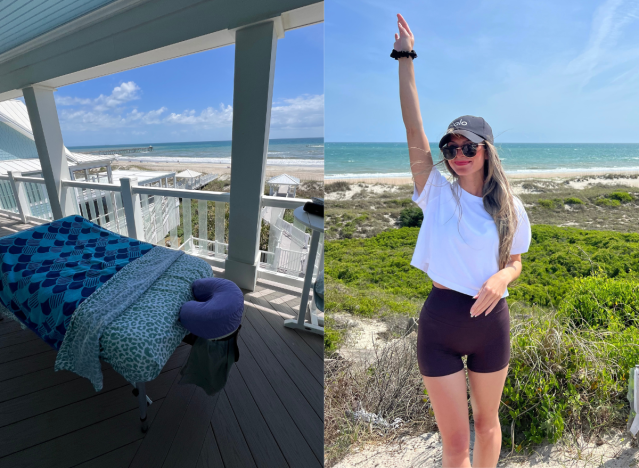 Emerald Isle beach cottage and hike near the ocean split image