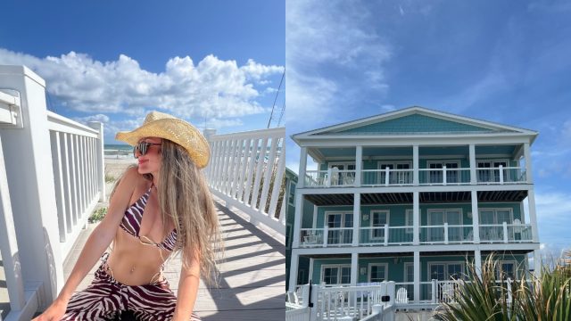 split image of Crystal Coast getaway, beach house